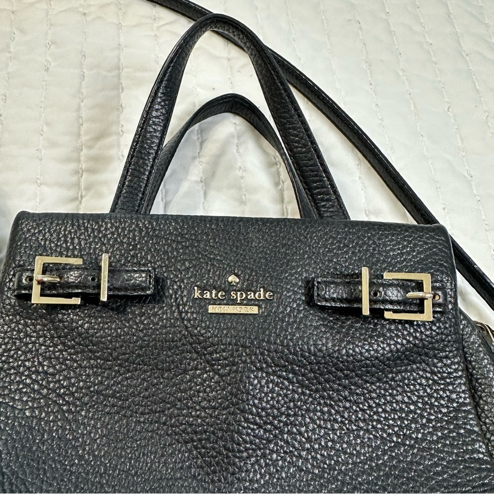 Kate Spade Black and Gold Pebbled Leather Crossbody Bag - Picture 3 of 12